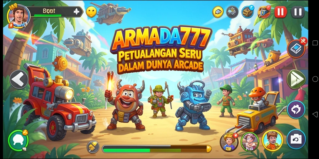Screenshot menunjukkan gameplay seru dari ARMADA777 yang penuh warna.