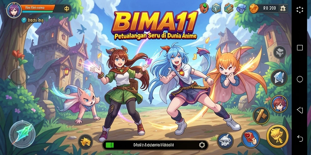 Tampilan gameplay BIMA11 dengan aksi seru dan karakter menarik.