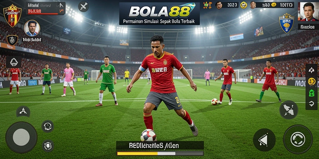Tampilan gameplay BOLA88 yang mendebarkan dan realistis saat pertandingan.