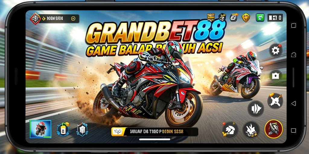 Gameplay mendebarkan di GRANDBET88 dengan balapan motor cepat.