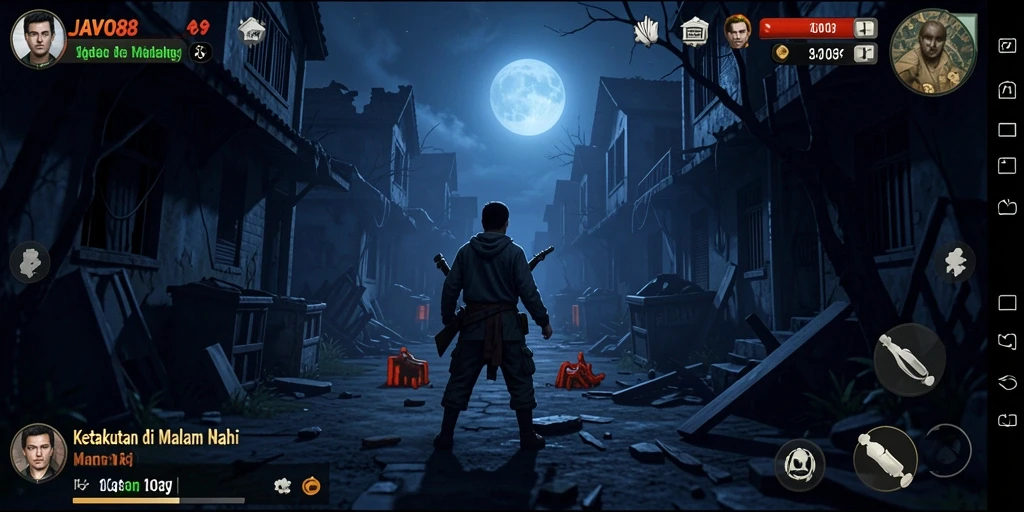 Screenshot gameplay HOROR yang mendebarkan dengan suasana gelap.