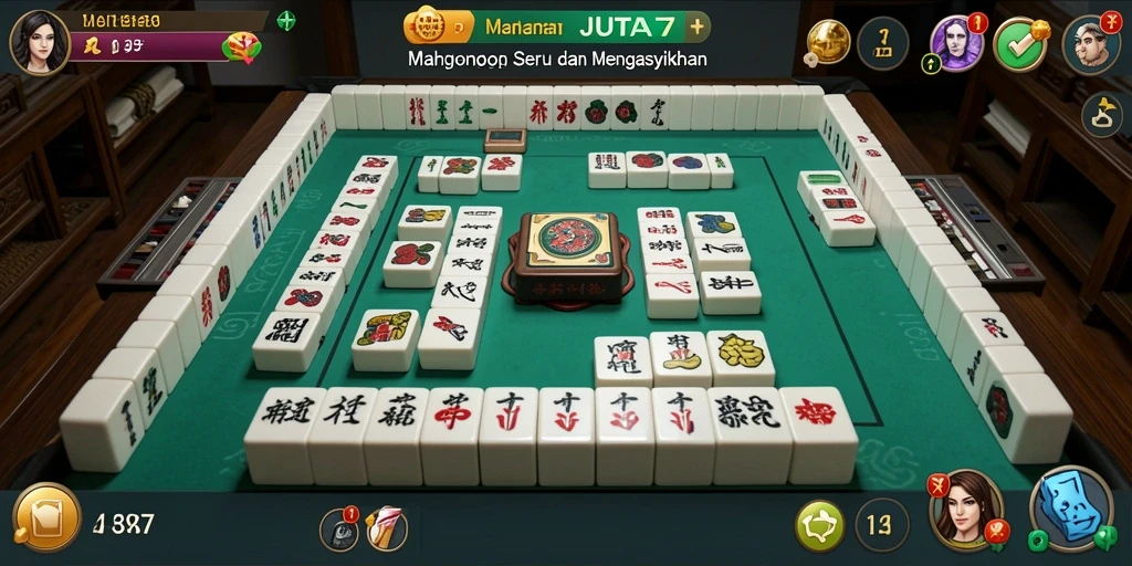 Tampilan permainan <strong>JUTA7</strong> yang menakjubkan saat menyelesaikan level Mahjong.