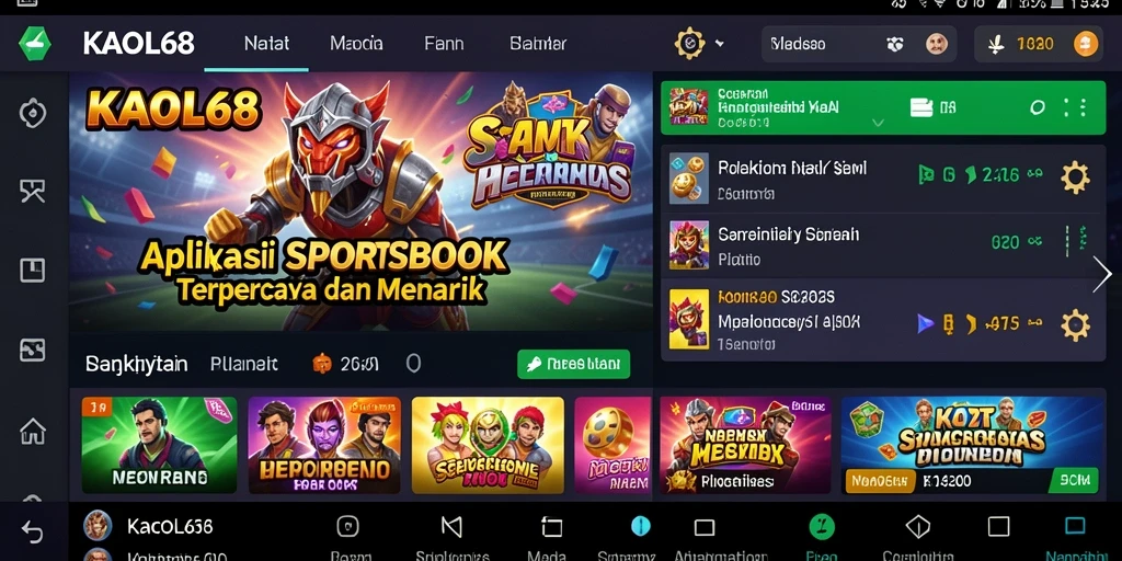 Screenshot KAOL68 menampilkan UI taruhan olahraga yang menarik.