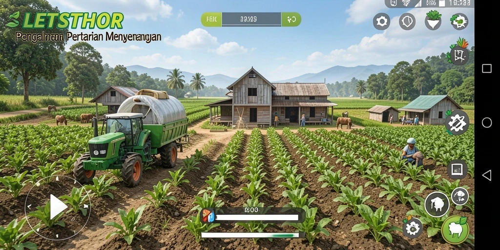 Gameplay seru LETSTHOR yang menampilkan aktivitas pertanian.
