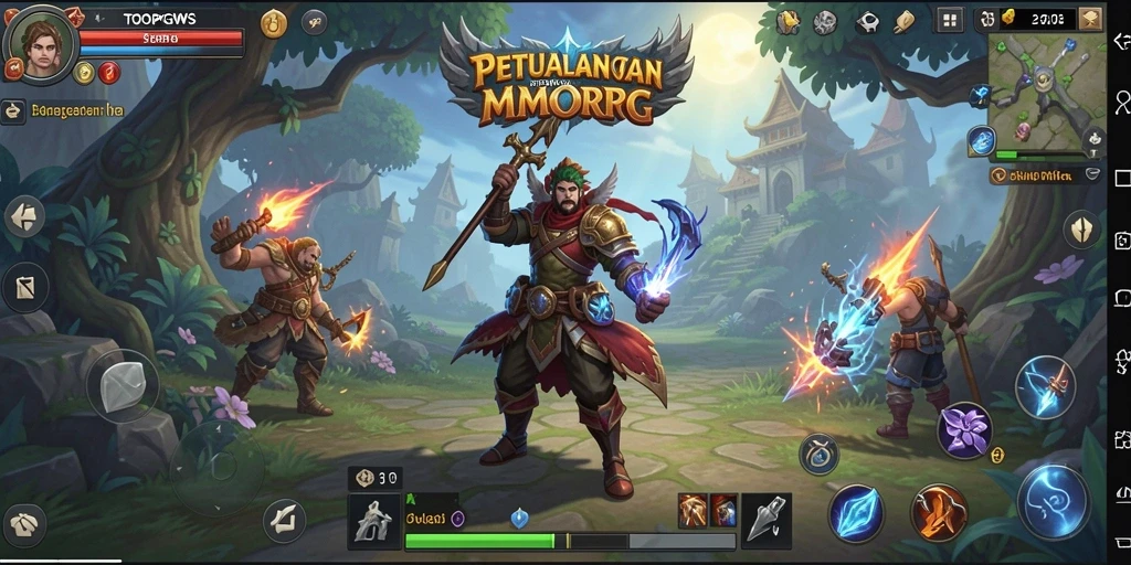 Screenshot menampilkan gameplay menarik dari pedang dan sihir dalam TOOPGWS.