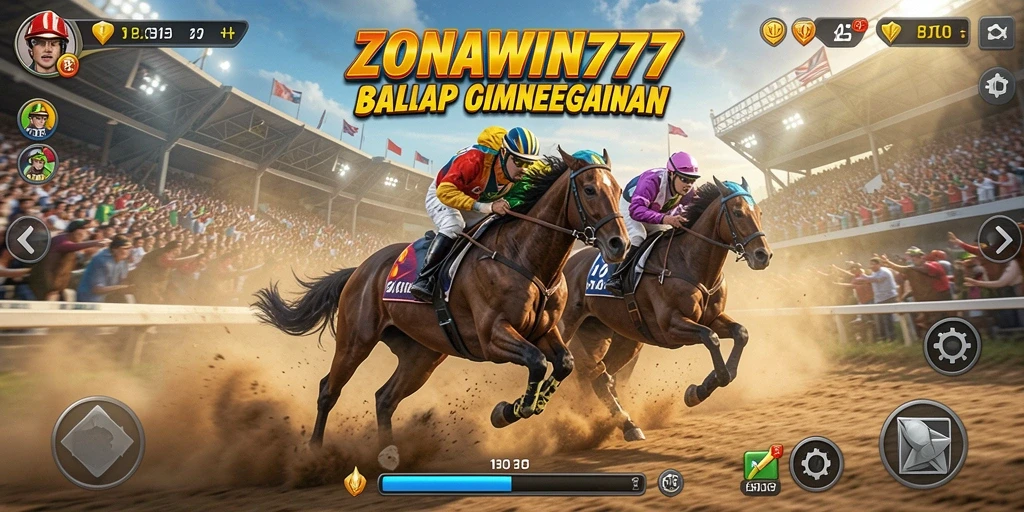 Screenshot gameplay ZONAWIN777 menampilkan aksi balap yang mendebarkan.